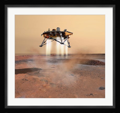 Framed Phoenix Mars Lander Arriving on Mars Print