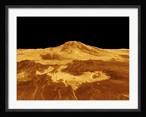 Framed 3D Perspective View of Maat Mons on Venus Print