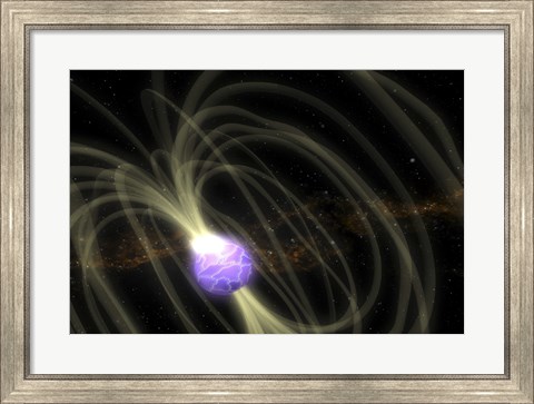 Framed Artist Conception of the SGR 1806-20 Magnetar Including Magnetic Field Lines Print