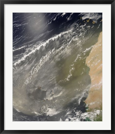 Framed Dust storm off West Africa Print
