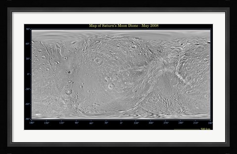 Framed Global Map of Saturn's Moon Dione Print