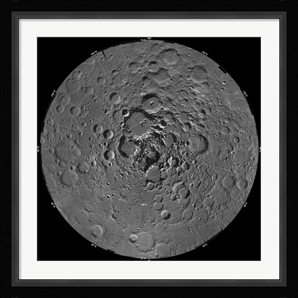 Framed Lunar Mosaic of the North Polar Region of the Moon Print