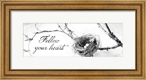 Framed Nest and Branch III Follow Your Heart Print