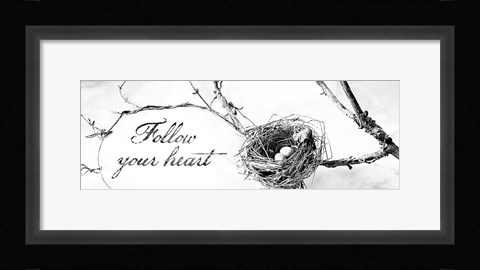 Framed Nest and Branch III Follow Your Heart Print