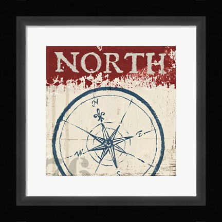 Framed Nautical I Red Print