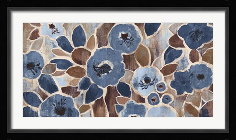 Framed Contemporary Tapestry Blue Print