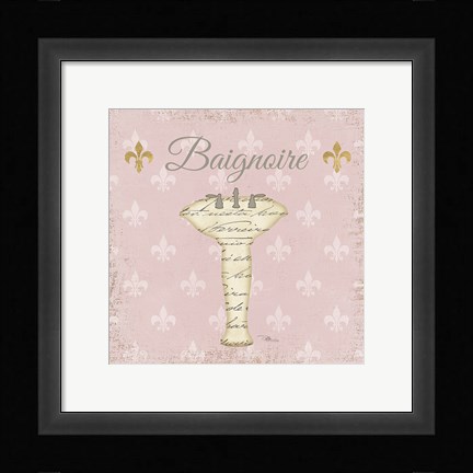 Framed Vintage Bath VII Fleur Pink Print