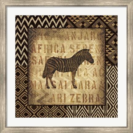 Framed African Wild Zebra Border Print