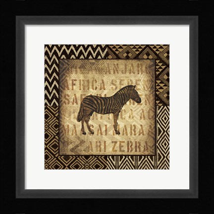 Framed African Wild Zebra Border Print