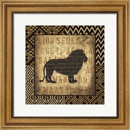 Framed African Wild Lion Border Print