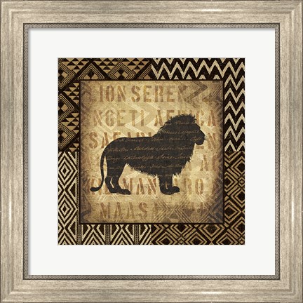 Framed African Wild Lion Border Print