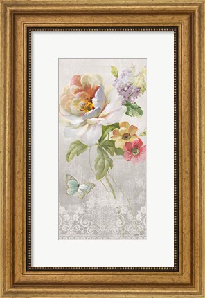 Framed Textile Floral Panel II Print