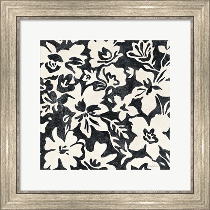 Framed Chalkboard Floral I Print