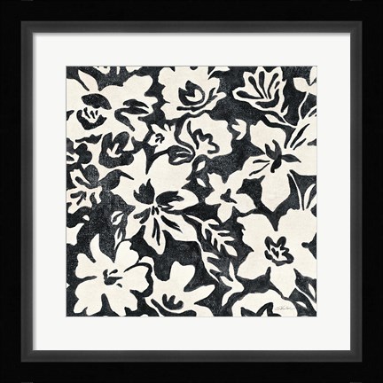 Framed Chalkboard Floral I Print