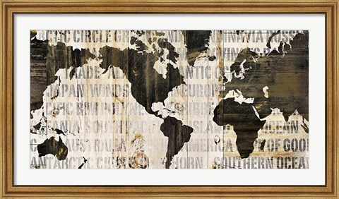 Framed Crate World Map Neutral Print
