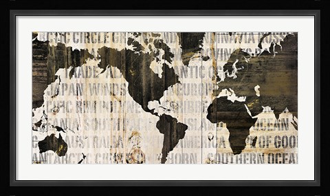 Framed Crate World Map Neutral Print