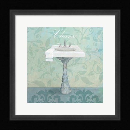 Framed Damask Bath Sink Print