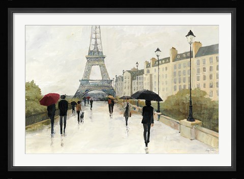 Framed Eiffel in the Rain Marsala Umbrella Print