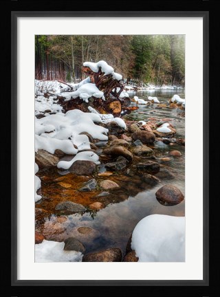 Framed Merced River Rocks, Yosemite, California Print