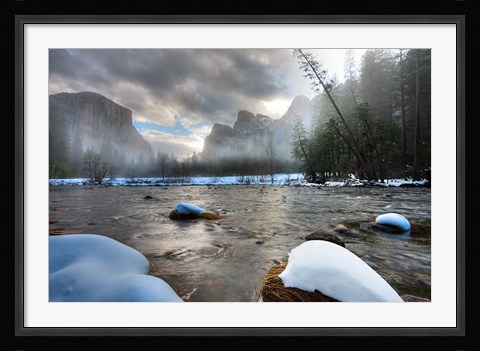 Framed Merced River, El Capitan in background, Yosemite, California Print