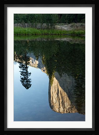 Framed Reflection of El Capitan in Mercede River, Yosemite National Park, California - Vertical Print