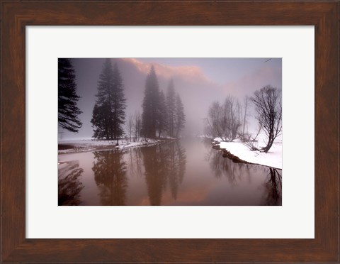 Framed Valley mist, Yosemite, California Print