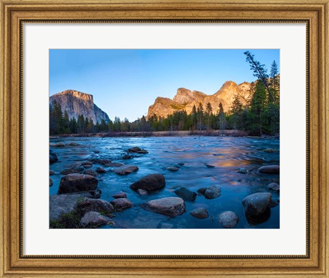 Framed Rocks in The Merced River in the Yosemite Valley Print
