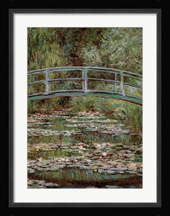 Framed Waterlily Pond, Japanese Bridge Print