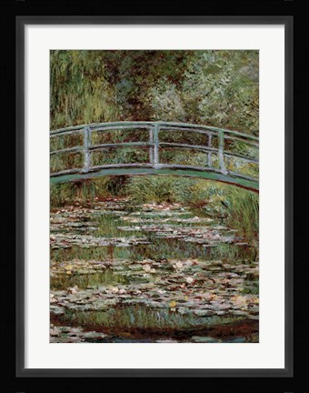 Framed Waterlily Pond, Japanese Bridge Print