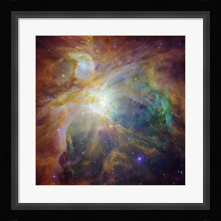 Framed Spitzer and Hubble Create Colorful Masterpiece Print
