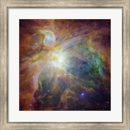 Framed Spitzer and Hubble Create Colorful Masterpiece Print