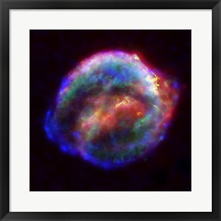 Framed Kepler&#39;s Supernova Remnant In Visible, X-Ray and Infrared Light Print