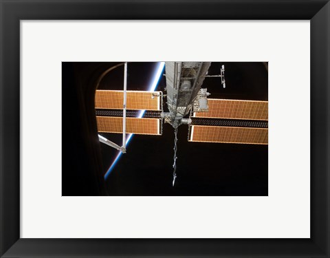 Framed International Space Station Backdropped by the Airglow Above Earth&#39;s Horizon Print