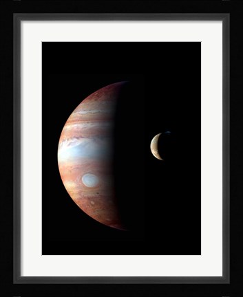 Framed Jupiter and its Volcanic Moon Lo Print
