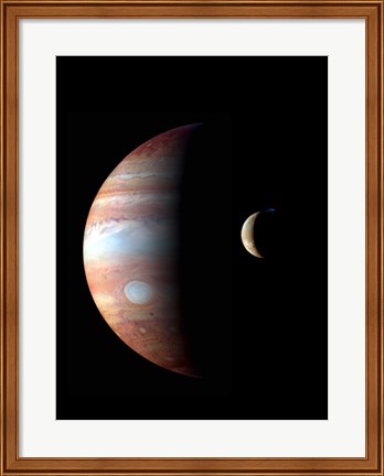 Framed Jupiter and its Volcanic Moon Lo Print