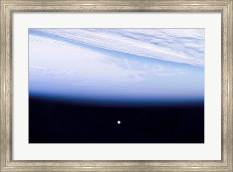 Framed Full Moon above Earth&#39;s Horizon and Airglow Print
