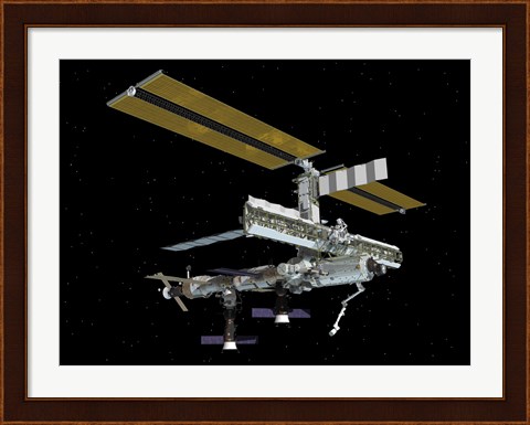 Framed Computer Generated View of the International Space Station against the Blackness of Space Print