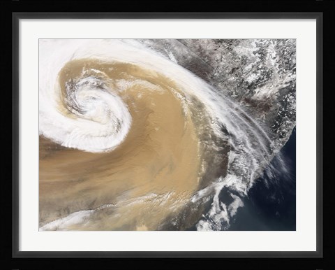 Framed Asian Dust Storm Crosses the Pacific Print
