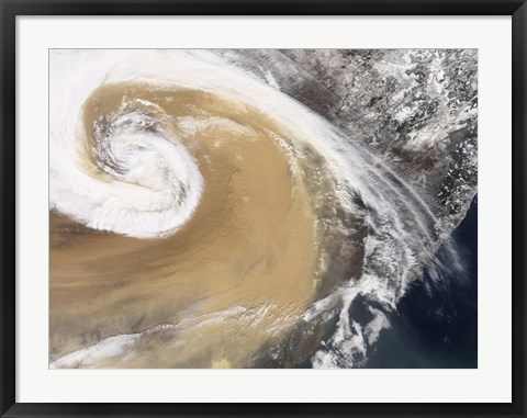 Framed Asian Dust Storm Crosses the Pacific Print