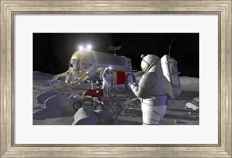 Framed Artist&#39;s Rendering of Future Space Exploration Missions Print