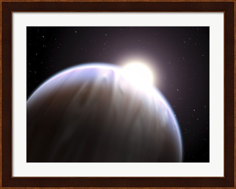 Framed Extrasolar Planet with its Parent Star Peeking above its Top Edge Print