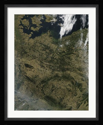 Framed Satellite view of North Central Europe Print
