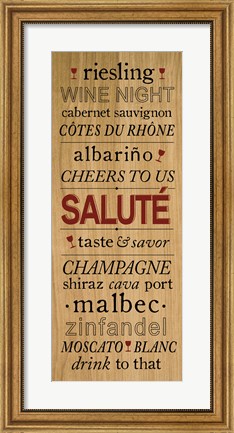 Framed Wine Words I Print