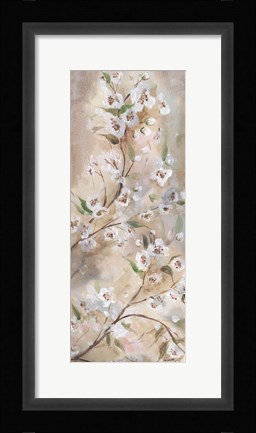 Framed Cherry Blossoms Taupe Panel I Print