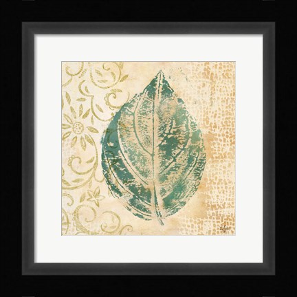 Framed Leaf  Scroll I Print
