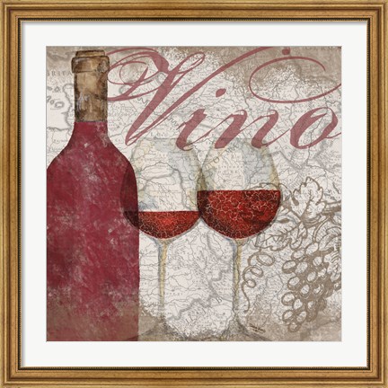 Framed Vino and Vin I Print
