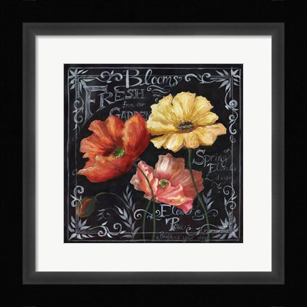 Framed Flowers in Bloom Chalkboard II Print