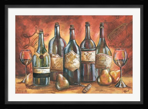Framed Red and Gold Wine Landscape Print