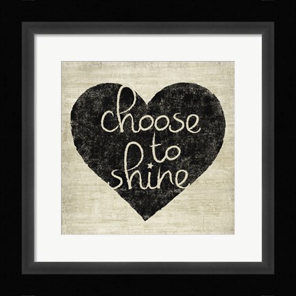 Framed Graffiti Heart Black/Cream II Print