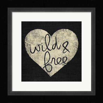 Framed Graffiti Heart Black/Cream III Print